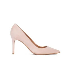 Olga Nude suede high heel pointy toe pumps