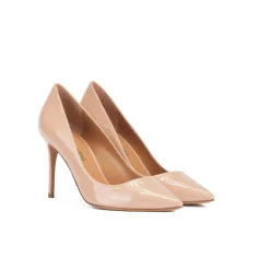 Olga Pointy toe high heel pumps in nude patent leather
