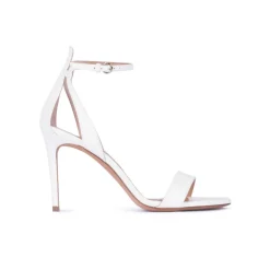 Omaira Ankle strap high heel sandals in off-white leather