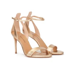Omaira Ankle strap high-heeled sandals in gold leather
