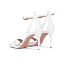 Omaira Ankle strap high heel sandals in off-white leather