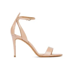 Omaira Nude ankle strap high heel sandals in patent leather
