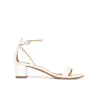Oneida Ankle strap mid block heel sandals in offwhite leather