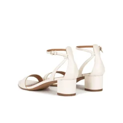 Oneida Ankle strap mid block heel sandals in offwhite leather