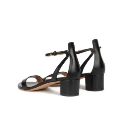 Oneida Ankle strap mid block heel sandals in black leather