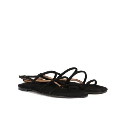 Ophelia Ankle strap flat sandals in black suede