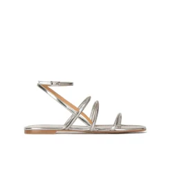 Ophelia Strappy flat sandals in silver leather