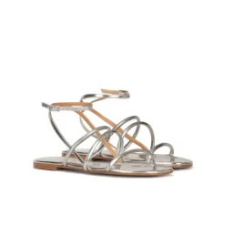 Ophelia Strappy flat sandals in silver leather