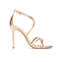 Oria Gold leather strappy high heel sandals