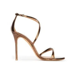 Oria Strappy heeled sandals in bronze metallic leather