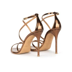 Oria Strappy heeled sandals in bronze metallic leather