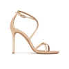 Oria Strappy high heel sandals in beige leather