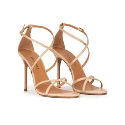 Oria Strappy high heel sandals in beige leather