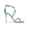 Oria Strappy high-heeled sandals in aquamarine metal leather