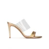 Osana High heel mules in gold leather and transparent vinyl