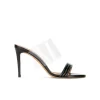Osana Stiletto heel mules in black leather and transparent vinyl