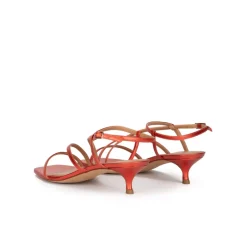 Quebec Coral strappy mid heel sandals in metallic leather