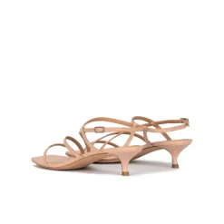 Quebec Mid heel sandal in nude leather with strappy design