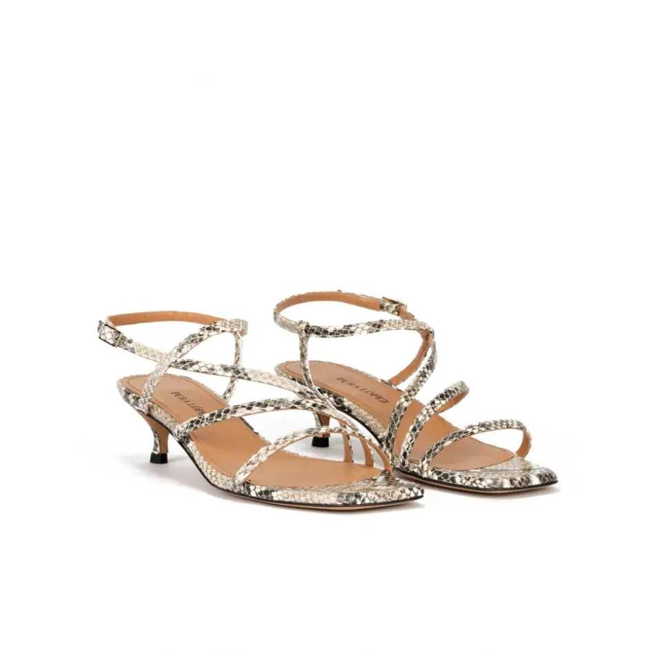Quebec Snake-effect leather mid heel sandals