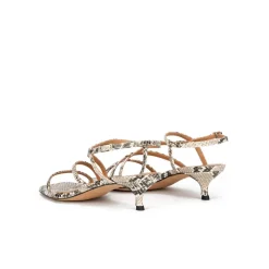 Quebec Snake-effect leather mid heel sandals