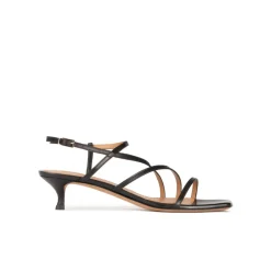 Quebec Strappy mid heel sandals in black leather