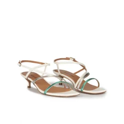 Quebec Strappy mid heeled sandals in multicoloured metallic leather
