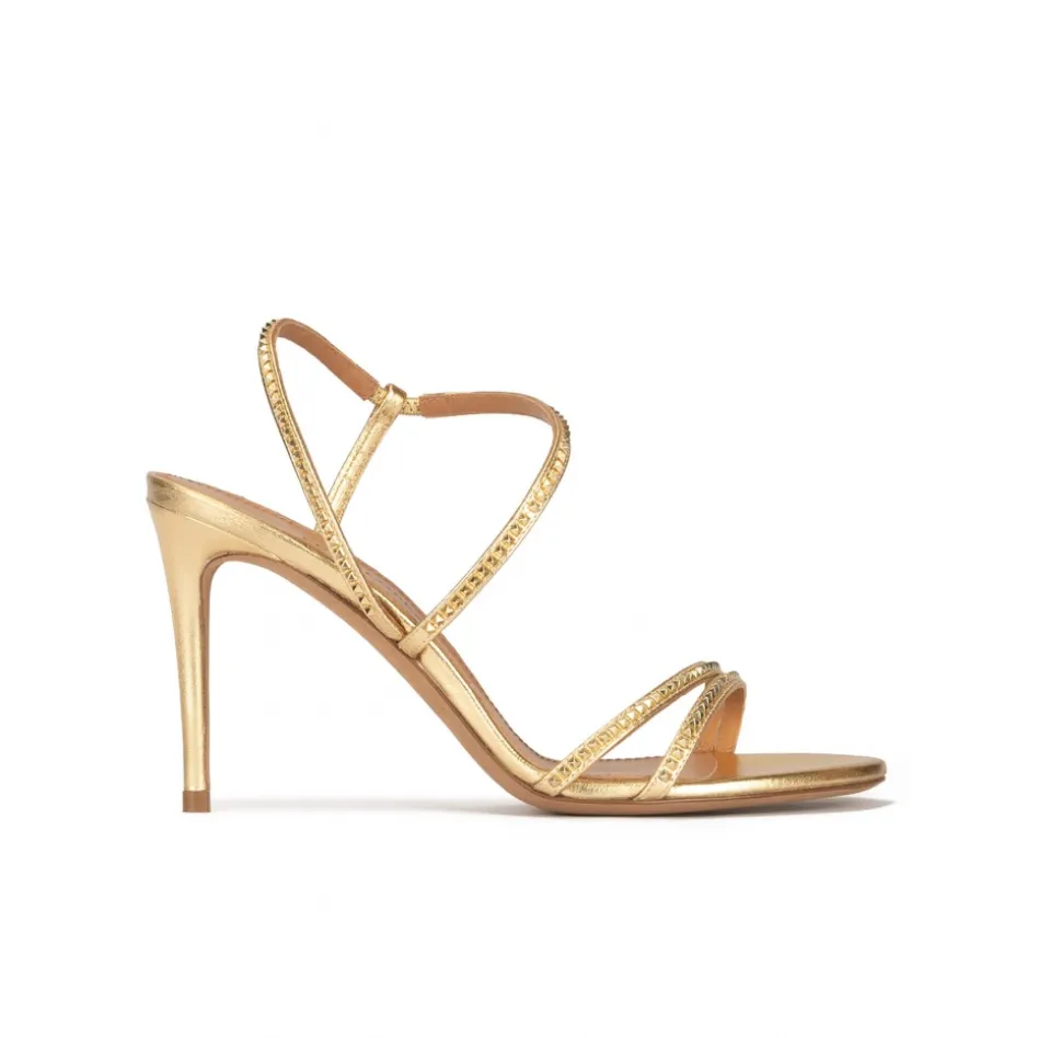Queen High stiletto heel sandals in gold leather