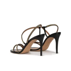Queen Studded high heel sandals in black leather
