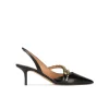 Queila Slingback mid heel pumps in black leather