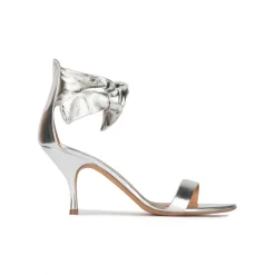 Quelea Knotted mid heel sandals in silver leather