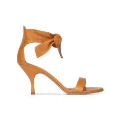 Quelea Mid heel sandals in camel leather with knotted ankle strap