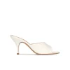 Quentin Mid curved heel mules in off-white leather