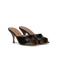 Quentin Mid heel mules in black leather