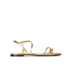 Quera Multi-strap flat sandals in gold mirrored leather
