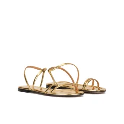 Quera Multi-strap flat sandals in gold mirrored leather