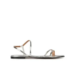 Quera Strappy flat sandals in silver mirrored leather