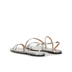 Quera Strappy flat sandals in silver mirrored leather