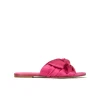 Quetty Bow detailed slides in fuchsia satin
