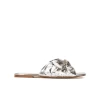 Quetty Flat sandals with bow detail made from silver fabric