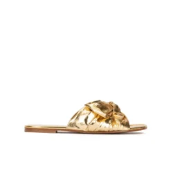Quetty Gold flat sandals with bow detail