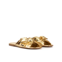 Quetty Gold flat sandals with bow detail