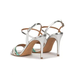 Quillet Multcolored high stiletto heel sandals in metallic leather