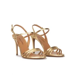 Quillet Strappy high-heeled sandals in gold metallic leather