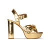 Quilma Chunky heel platform sandals in gold mirrored leather