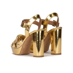 Quilma Chunky heel platform sandals in gold mirrored leather