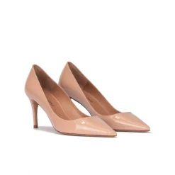 Quimera Pointed toe mid-heeled pumps in nude patent leather