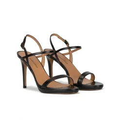 Quindar Platform heeled sandals in black leather
