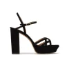 Quinea Black platform high block heel sandals in suede