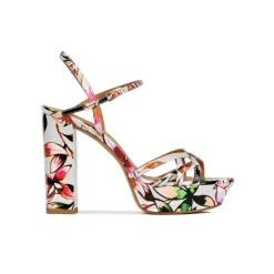 Quinea Floral print platform high block heel sandals