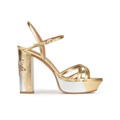 Quinea Metallic platform high block heel sandals